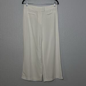 Veronica Beard Trousers Wide Leg High Rise Career Ivory Rayon Pants Size 10